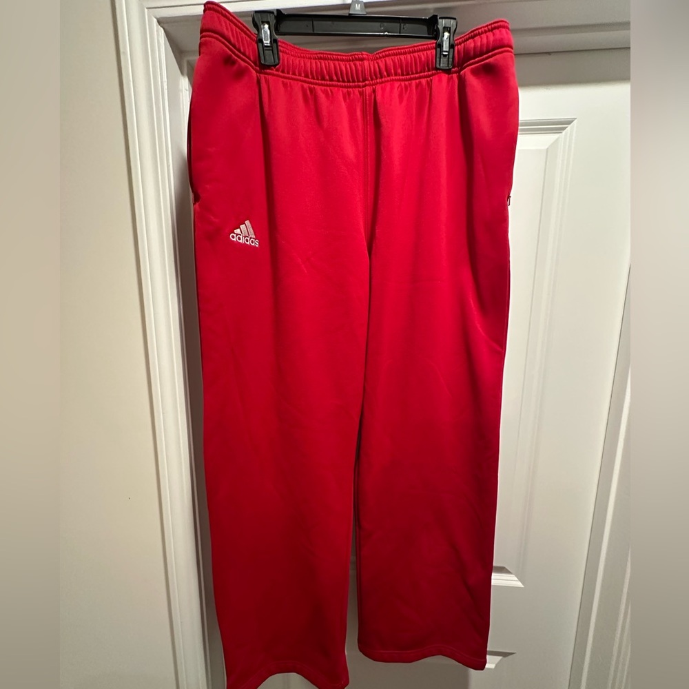 Adidas Red Climawarm Active Pants Mens Size Medium Zipper Pockets Drawstring